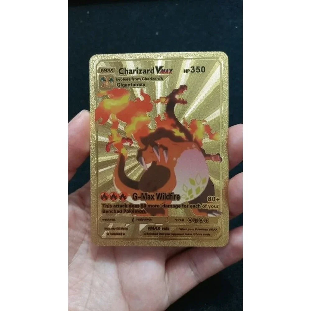 Gold Charizard VMAX Custom Fan Art Display Card Gigantamax 143/293